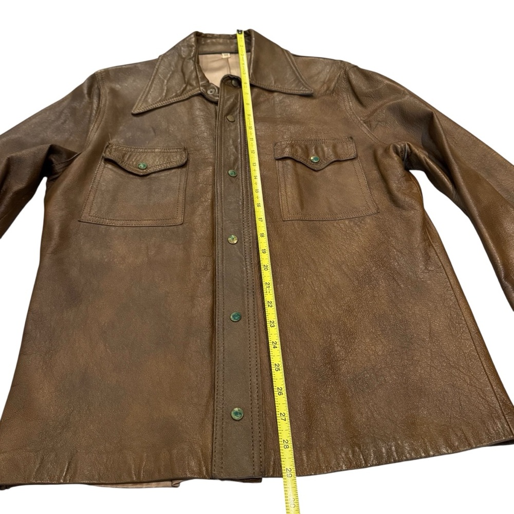 vintage 70s scully men’s leather jacket shirt brown western size 40 medium - Picture 10 of 11